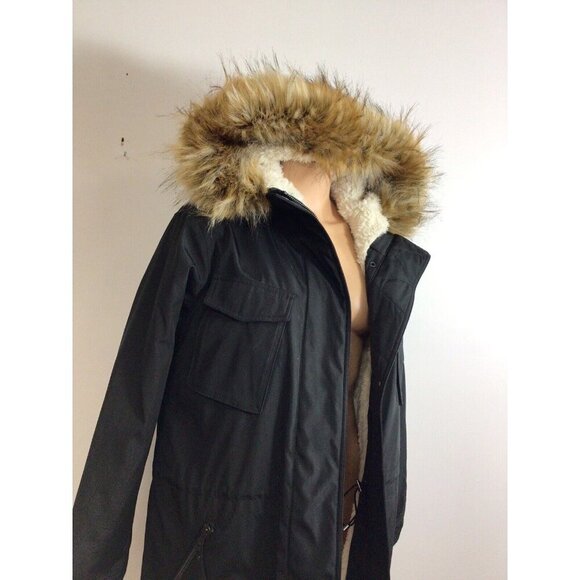 S13 New York Coat Jacket Faux Fur Trim Womens Medium - Picture 2 of 12